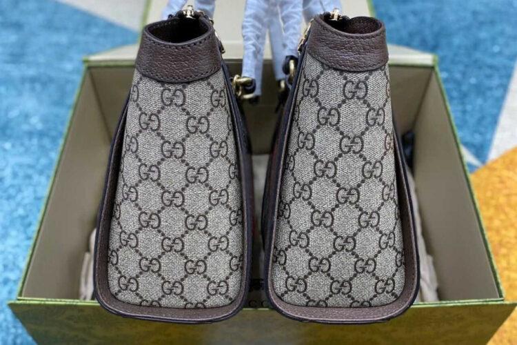 Túi Gucci Ophidia Mini Tote Bag Beige Ebony GG Supreme Brown Nâu
