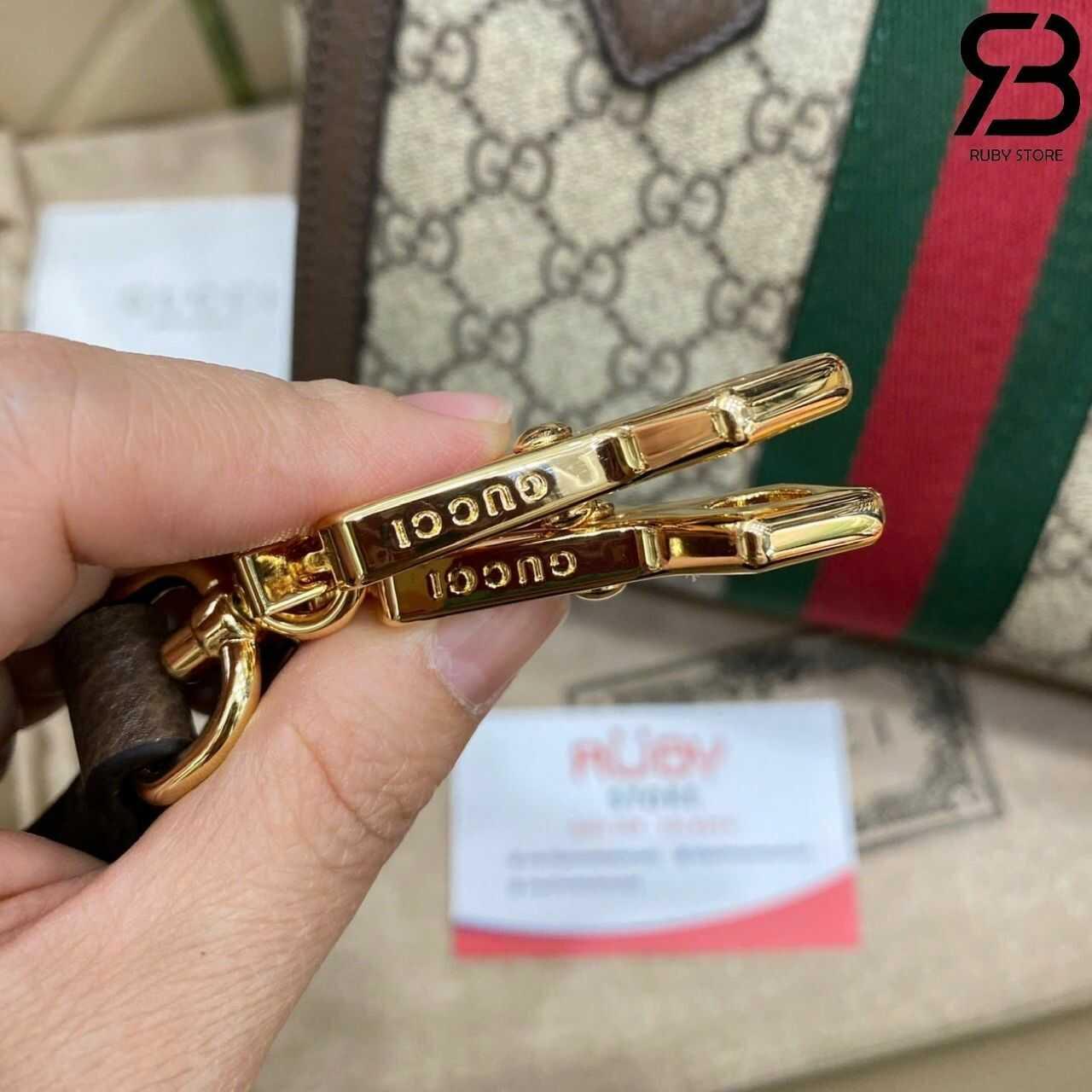 Túi Gucci Ophidia Mini Tote Bag Beige Ebony GG Supreme Brown Nâu