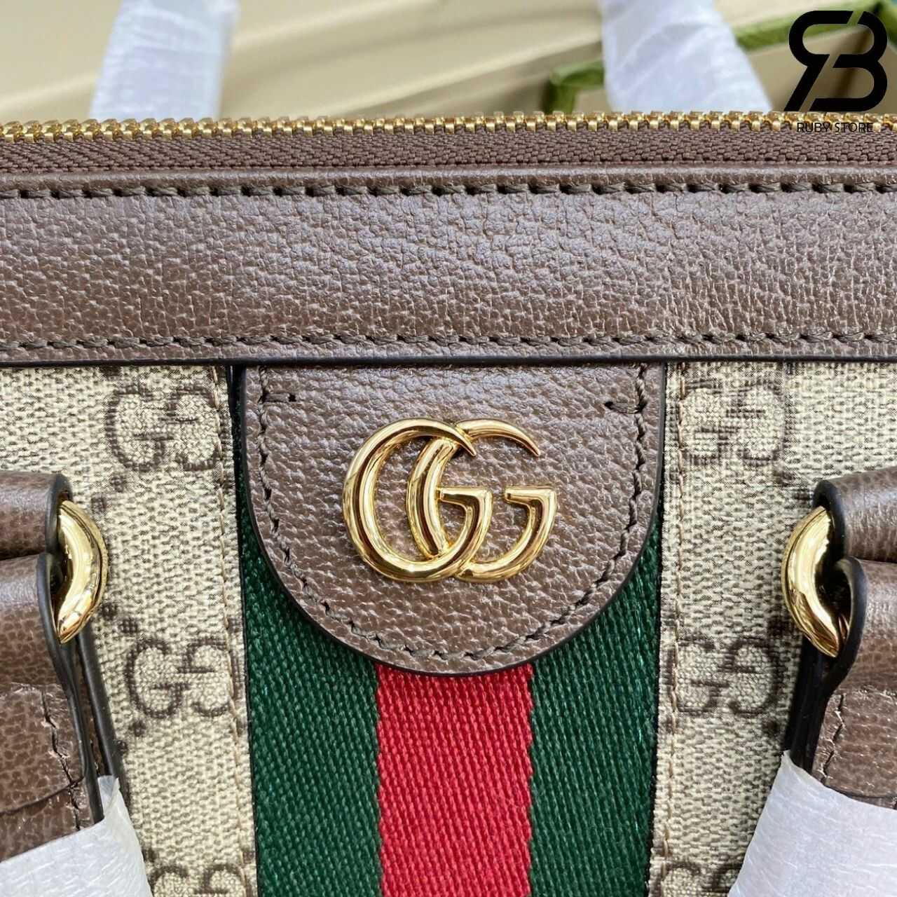 Túi Gucci Ophidia Mini Tote Bag Beige Ebony GG Supreme Brown Nâu