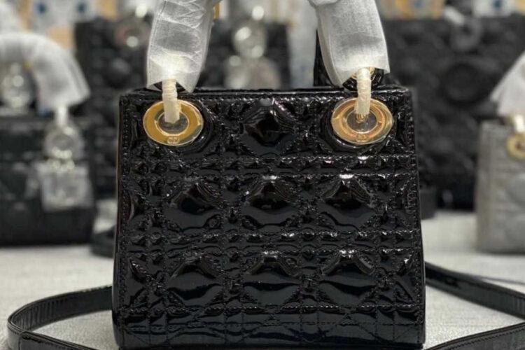 Túi Mini Lady Dior Black Patent Calfskin GHW Đen Bóng