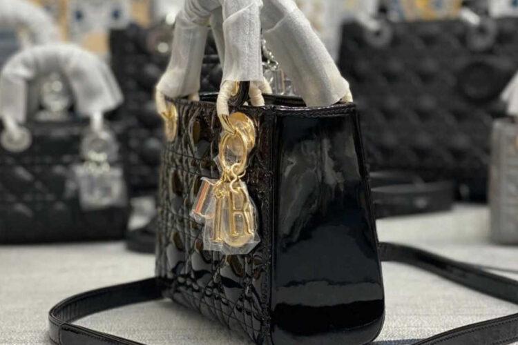 Túi Mini Lady Dior Black Patent Calfskin GHW Đen Bóng