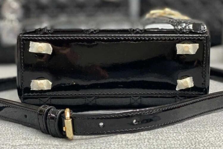 Túi Mini Lady Dior Black Patent Calfskin GHW Đen Bóng
