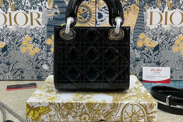 Túi Mini Lady Dior Black Patent Calfskin SHW Màu Đen