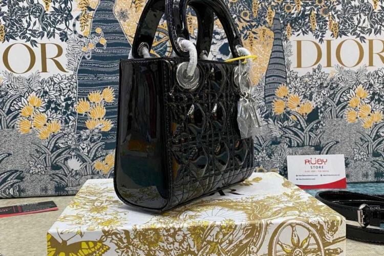 Túi Mini Lady Dior Black Patent Calfskin SHW Màu Đen