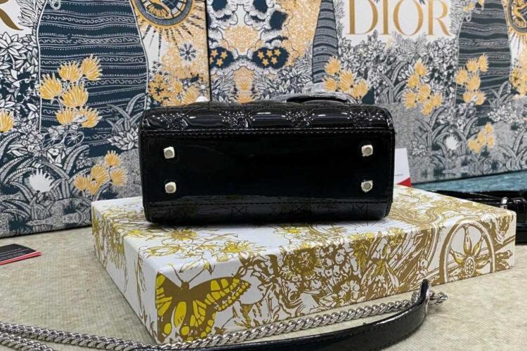 Túi Mini Lady Dior Black Patent Calfskin SHW Màu Đen