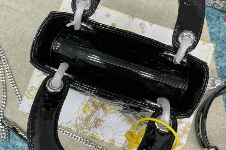 Túi Mini Lady Dior Black Patent Calfskin SHW Màu Đen