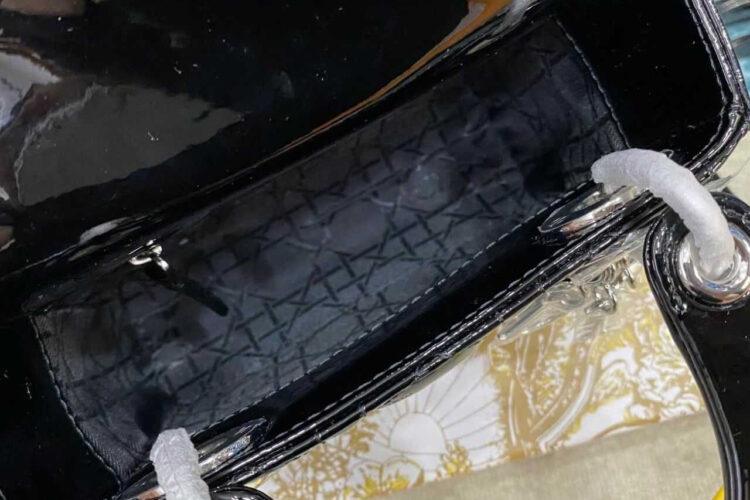 Túi Mini Lady Dior Black Patent Calfskin SHW Màu Đen