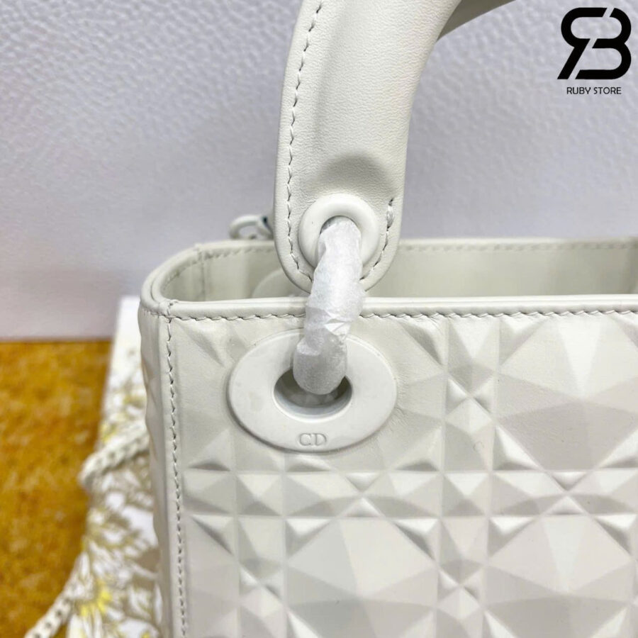 Túi Mini Lady Dior Latte Diamond Calfskin GHW Màu Kem