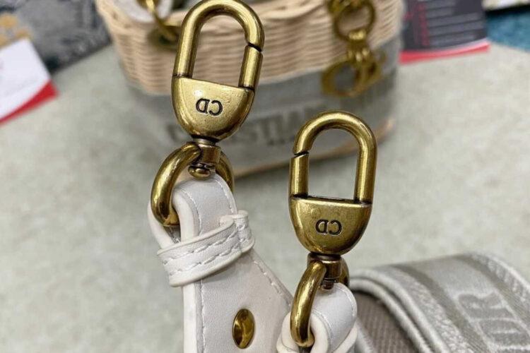 Túi Mini Lady Dior Natural Wicker Gray siêu cấp