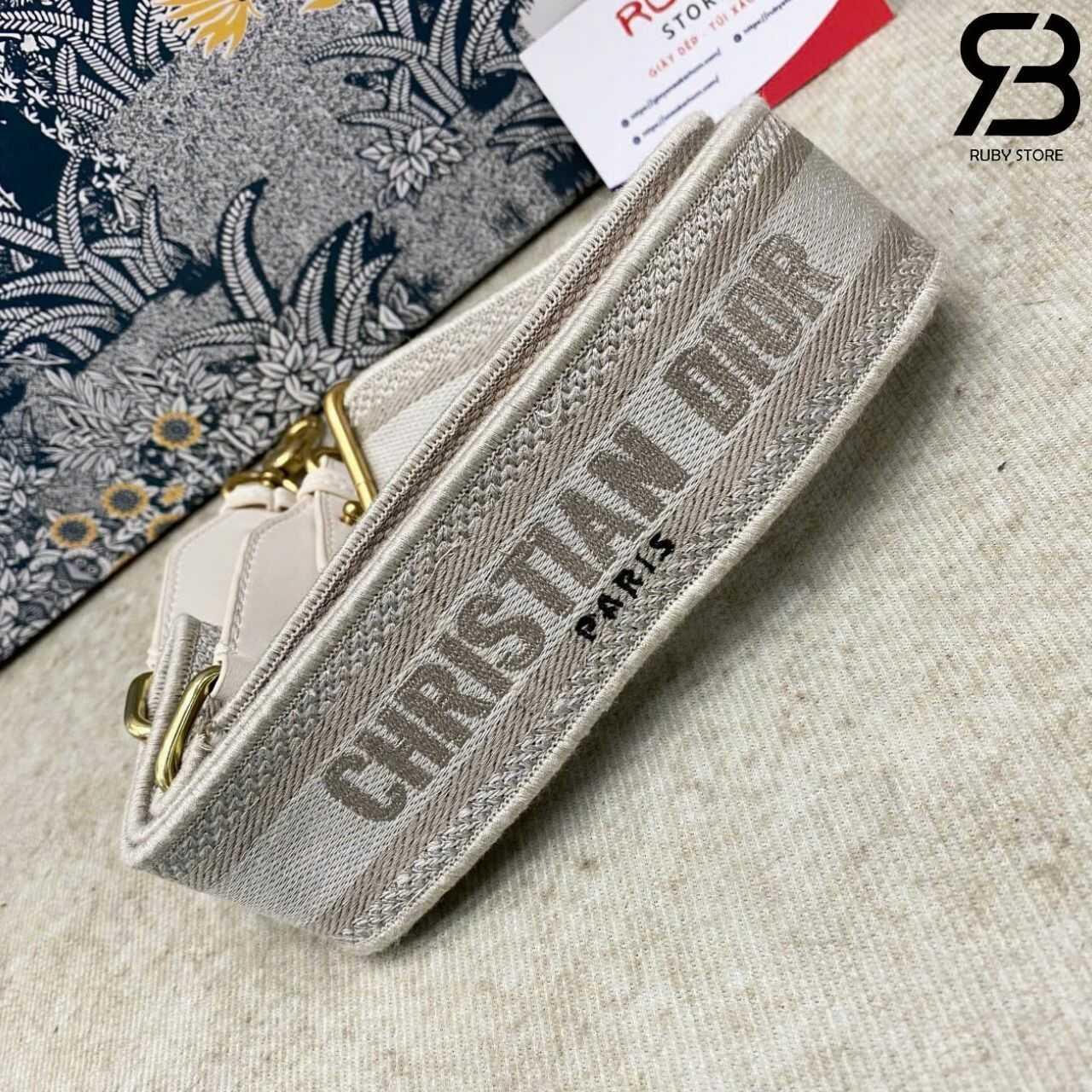 Túi Mini Lady Dior Natural Wicker Gray siêu cấp