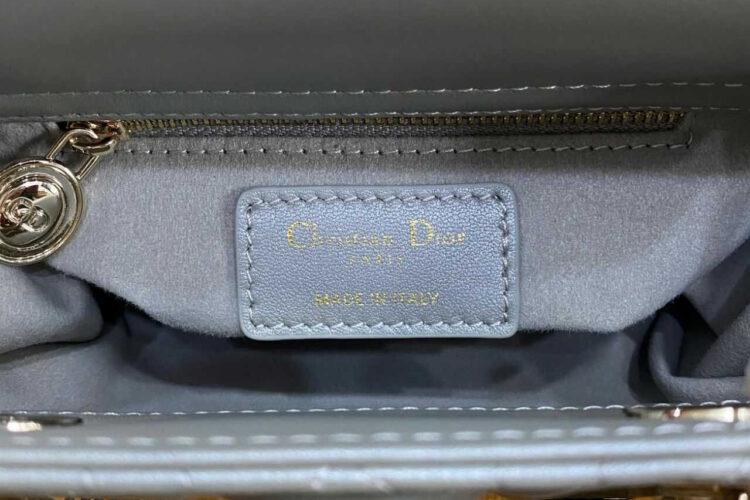 Túi Mini Lady Dior Pearl Grey Lambskin GHW Màu Xám