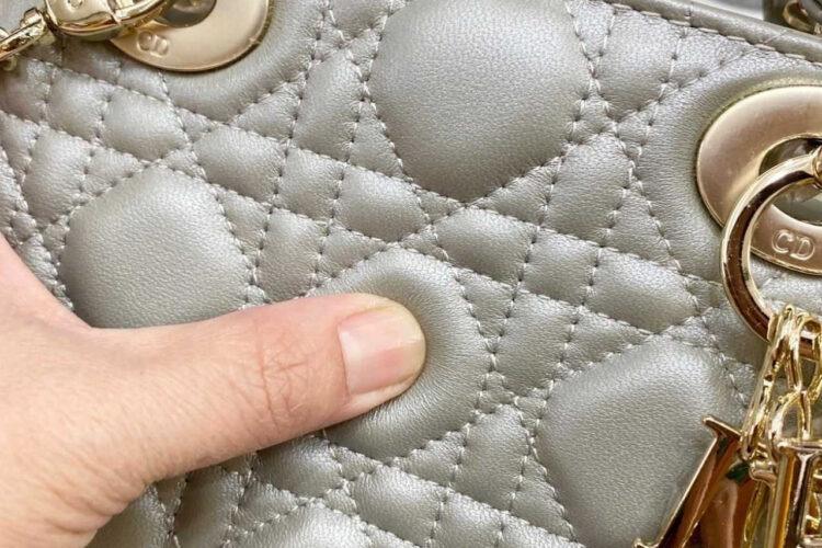 Túi Mini Lady Dior Pearl Grey Lambskin GHW Màu Xám