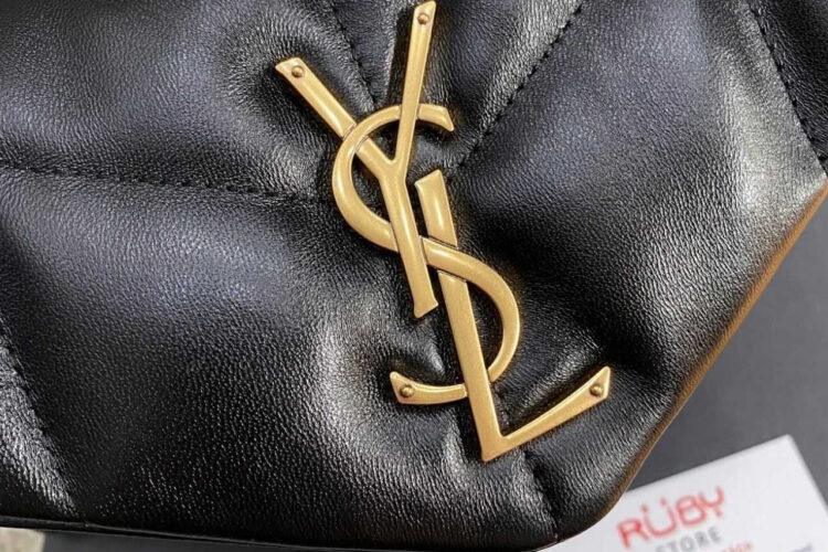 Túi YSL Small Puffer Bag Black Lambskin GHW Đen Khóa Vàng