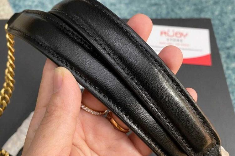 Túi YSL Small Puffer Bag Black Lambskin GHW Đen Khóa Vàng