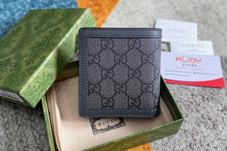 Ví Gucci Ophidia Bi Fold Wallet Grey GG Supreme Xám Best