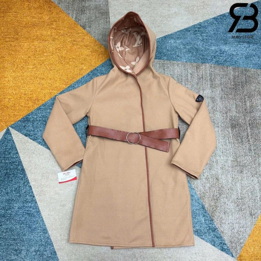 Áo Khoác LV Double Face Hooded Wrap Coat Giant Monogram