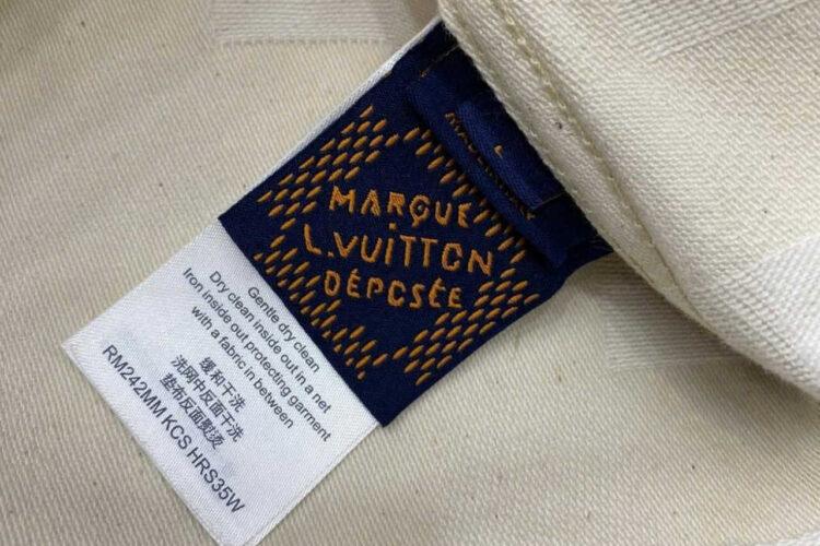 Áo LV Damier Short-Sleeved Denim Shirt Damoflage Jacquard Ecru Màu Kem