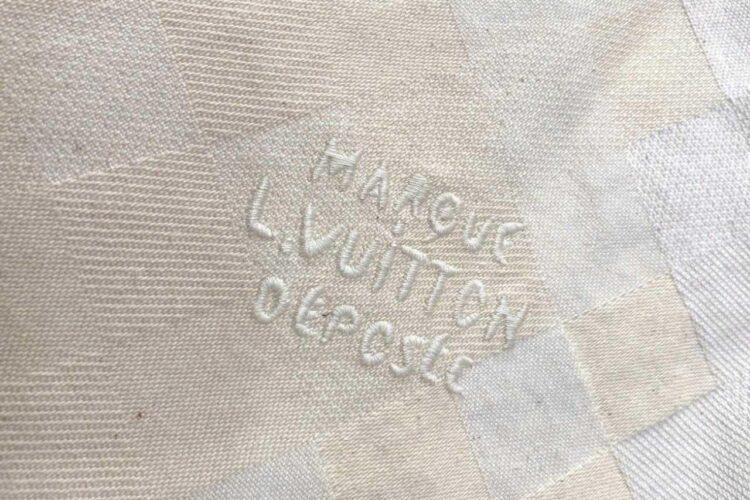 Áo LV Damier Short-Sleeved Denim Shirt Damoflage Jacquard Ecru Màu Kem