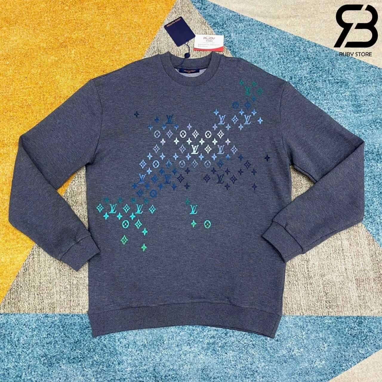 Áo LV Sweater Grey Multicolor Monogram Màu Xám