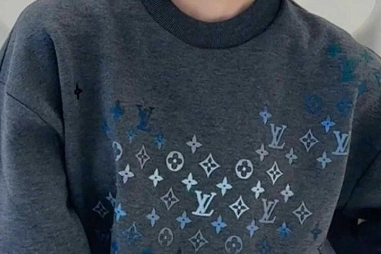 Áo LV Sweater Grey Multicolor Monogram Màu Xám Best Quality - Ảnh 7