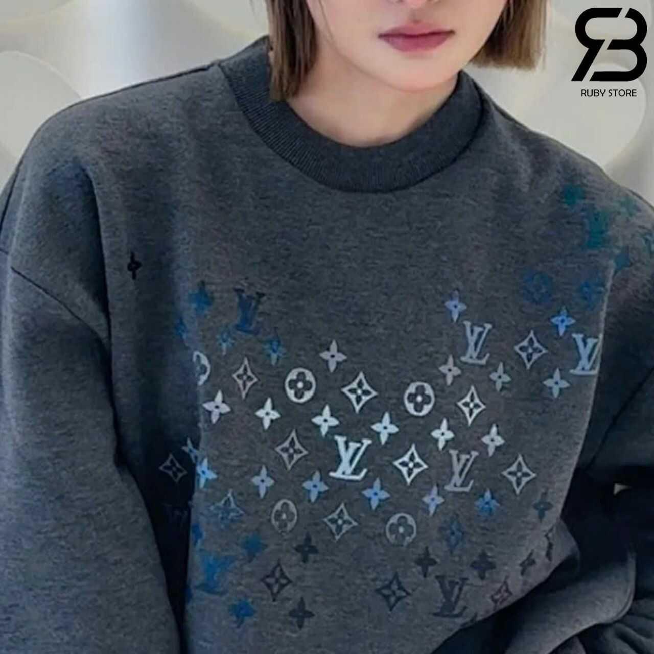 Áo LV Sweater Grey Multicolor Monogram Màu Xám Best Quality - Ảnh 7