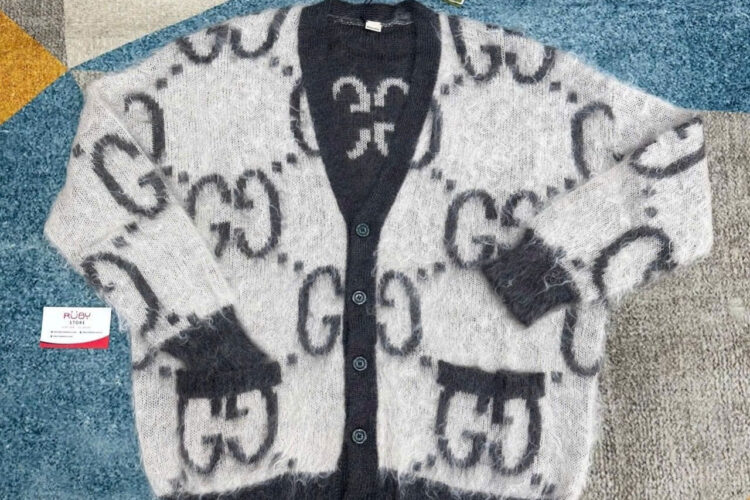 Áo Len Gucci Reversible GG Mohair Cardigan Beige Brown Màu Nâu Be