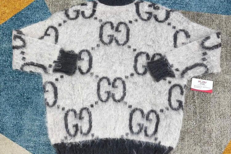 Áo Len Gucci Reversible GG Mohair Cardigan Beige Brown Màu Nâu Be