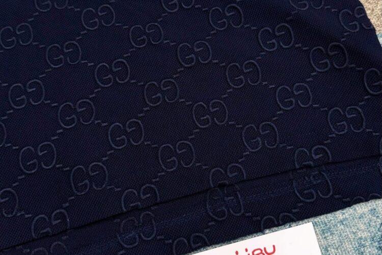 Áo Thun Gucci Cotton Piquet Polo With GG Navy Blue Màu Xanh