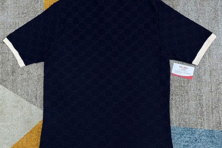 Áo Thun Gucci Cotton Piquet Polo With GG Navy Blue Màu Xanh
