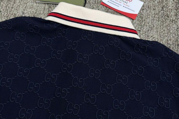Áo Thun Gucci Cotton Piquet Polo With GG Navy Blue Màu Xanh