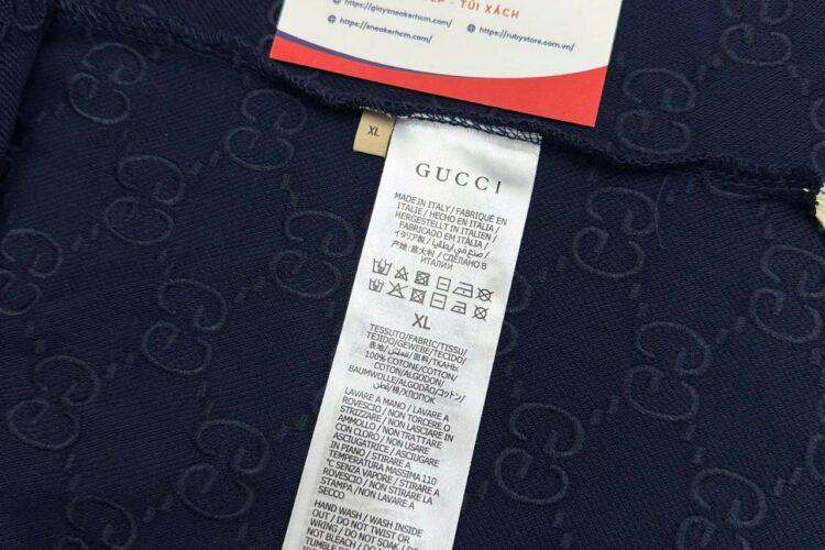 Áo Thun Gucci Cotton Piquet Polo With GG Navy Blue Màu Xanh