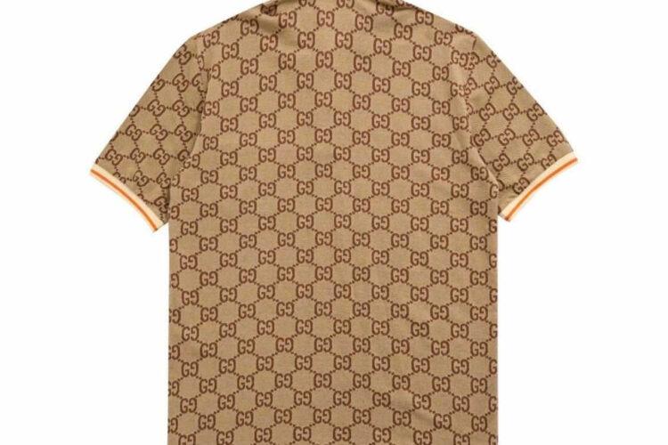 Áo Thun Gucci GG Cotton Silk Polo Shirt Beige Ebony