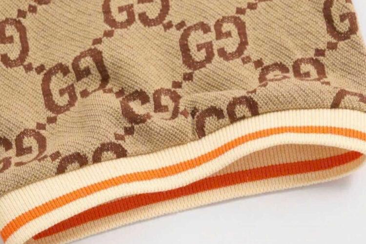 Áo Thun Gucci GG Cotton Silk Polo Shirt Beige Ebony