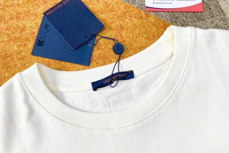 Áo Thun LV Embroidered Short-Sleeved T-Shirt Lovers Milky White