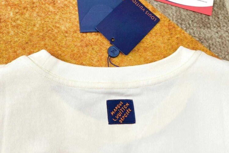 Áo Thun LV Embroidered Short-Sleeved T-Shirt Lovers Milky White