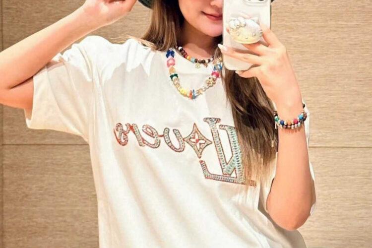Áo Thun LV Embroidered Short-Sleeved T-Shirt Lovers Milky White