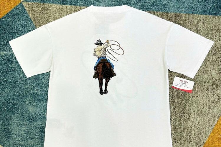 Áo Thun LV Graphic Embroidered Cowboy Cotton T-Shirt Milky White Trắng