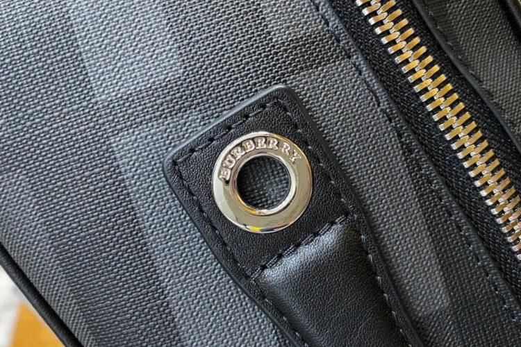 Ba Lô Burberry London Check and Leather Backpack Dark Charcoal