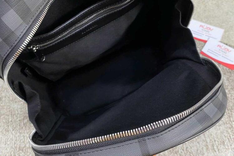 Ba Lô Burberry London Check and Leather Backpack Dark Charcoal