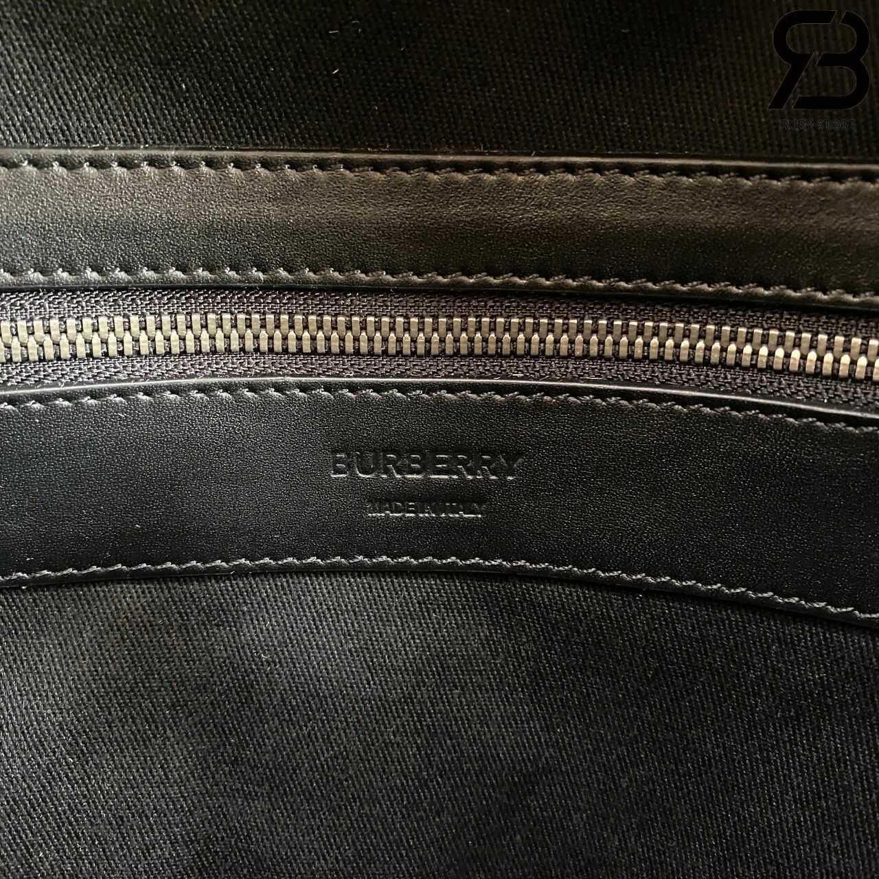 Ba Lô Burberry Rocco Backpack Charcoal Grey Check Canvas Màu đen