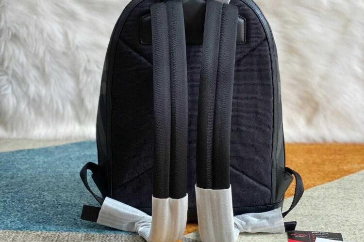 Ba Lô Burberry Rocco Backpack Charcoal Grey Check Canvas Màu đen