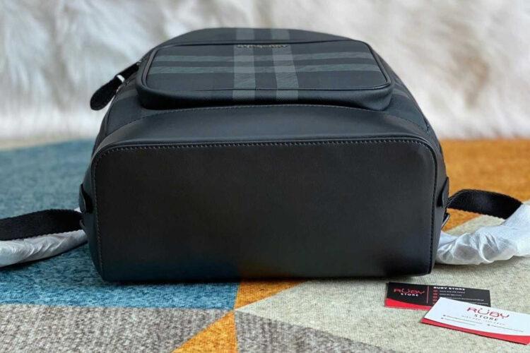 Ba Lô Burberry Rocco Backpack Charcoal Grey Check Canvas Màu đen
