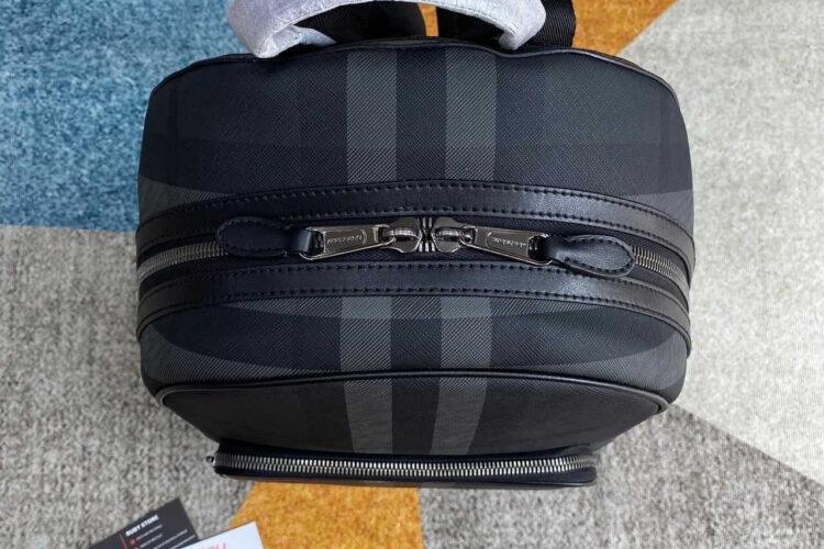 Ba Lô Burberry Rocco Backpack Charcoal Grey Check Canvas Màu đen