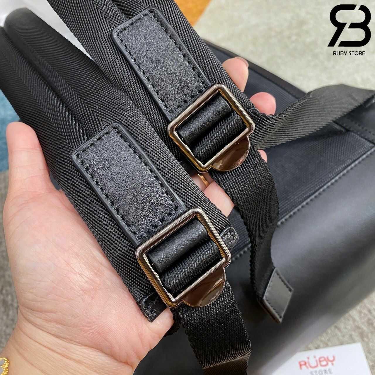 Ba Lô Burberry Rocco Backpack Charcoal Grey Check Canvas Màu đen
