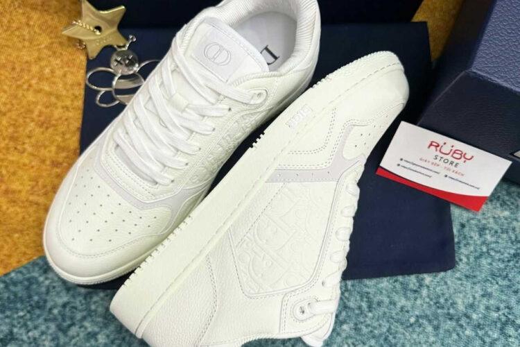 Giày Dior B27 Low White Grained Calfskin White Dior Gravity Trắng