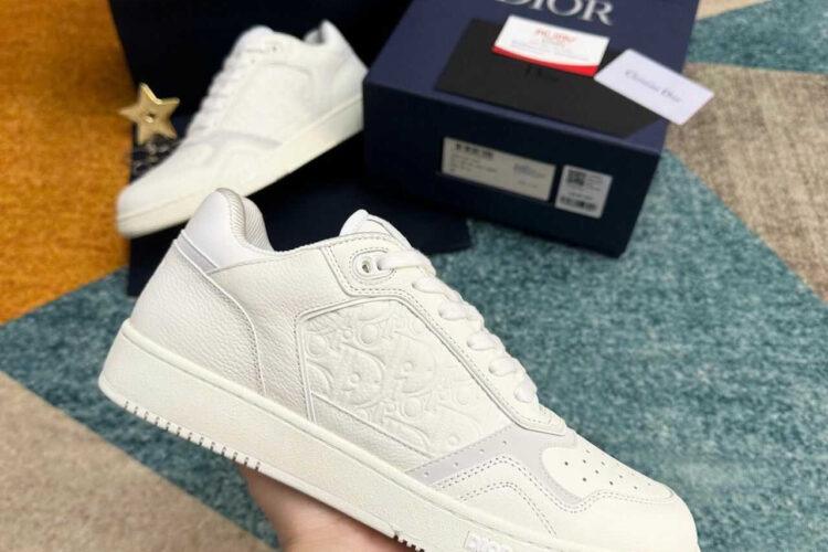 Giày Dior B27 Low White Grained Calfskin White Dior Gravity Trắng
