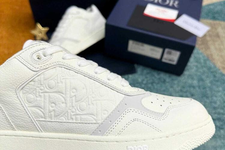 Giày Dior B27 Low White Grained Calfskin White Dior Gravity Trắng
