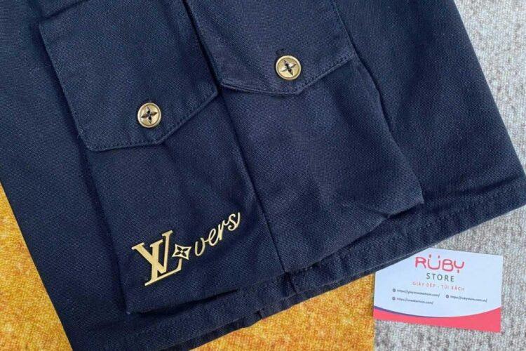 Quần Short LV Cotton Utility Cargo Shorts Black Lovers đen