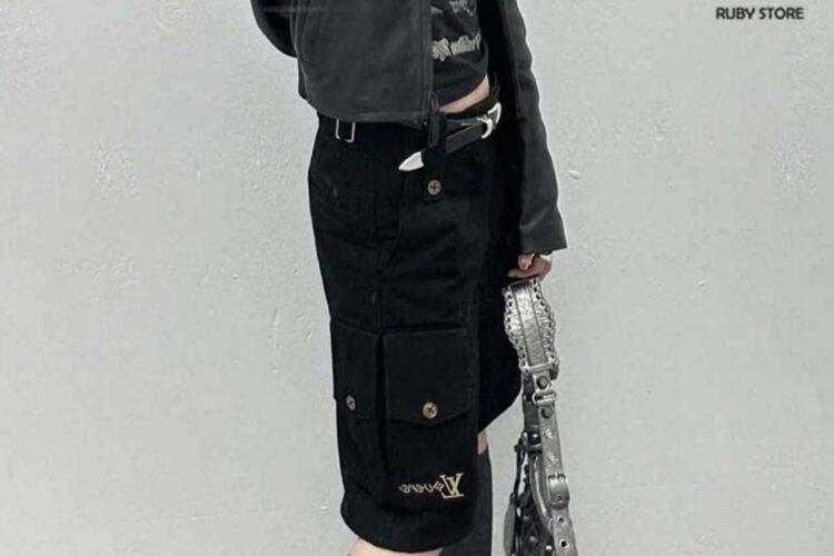 Quần Short LV Cotton Utility Cargo Shorts Black Lovers đen