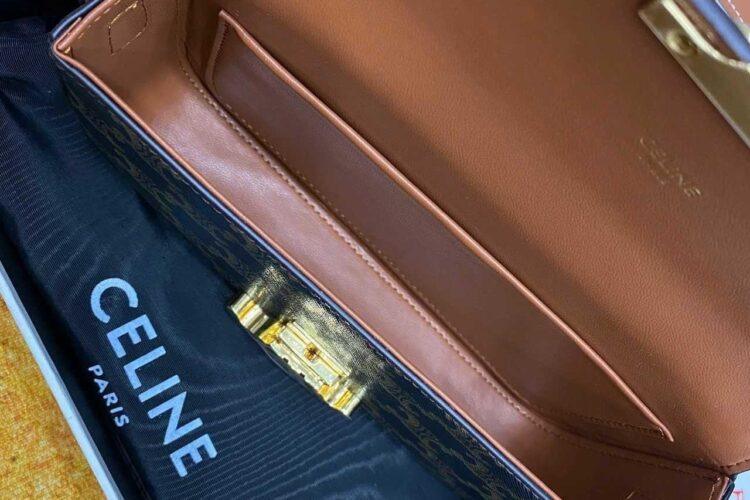 Túi Celine Triomphe Shoulder Bag Tan Canvas 20CM Nâu